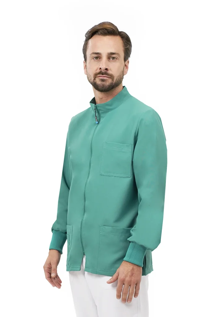 Quick Medical Uniform - Divisa professionale - casacca Next con zip e manica lunga colore Surgical Green