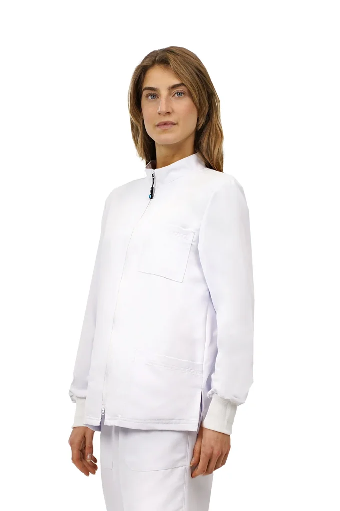 Quick Medical Uniform - Divisa professionale - casacca Next con zip e manica lunga colore White